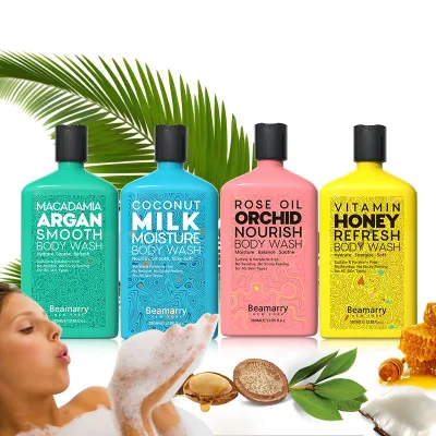 Uso diario Cuidado de la piel Cuidado del cuerpo Aceite de rosa Gel de baño nutritivo de orquídeas Macadamia Argán Gel de baño suave Vitamina Miel Gel de baño refrescante Leche de coco Gel de baño humectante